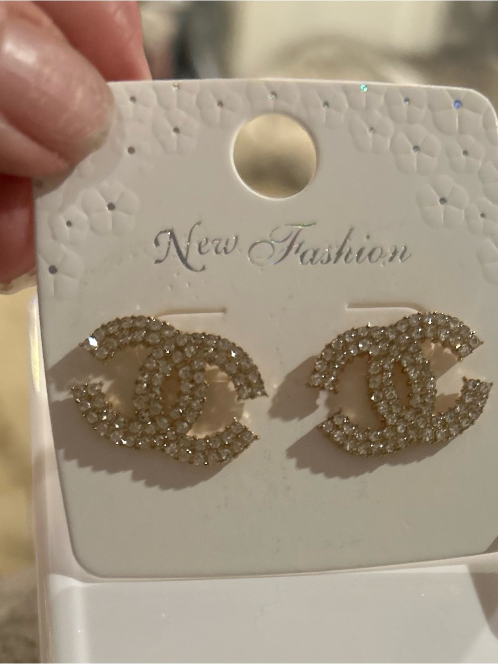 Sparkling Interlocking Stud Earrings - Gold and Silver, 2 pairs - Picture 5 of 7